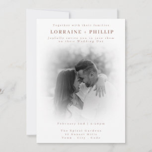 Soft Fade black and white Romantic Photo wedding Invitation