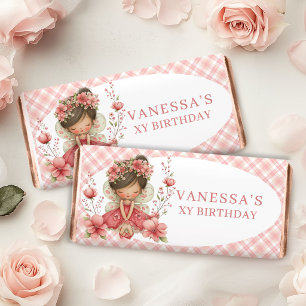 Soft Fairy Girl Blush Floral Birthday Hershey Bar