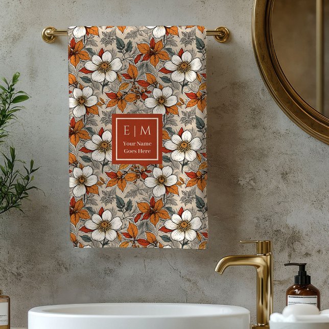 Soft Fall Garden Sage Green Personalized Bath Towe Towel Set (Soft Fall Garden Sage Green Personalized Bath Towel)