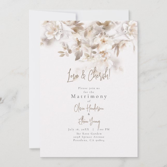 Soft Fall Leaves Wedding Invitation (Front)