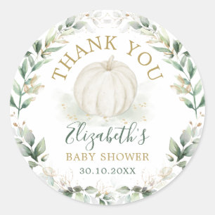 Soft Fall Pumpkin Greenery Gold Wreath Baby Shower Classic Round Sticker