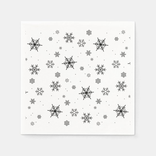 Soft Falling Snowflakes Winter Wedding Napkins (Front)