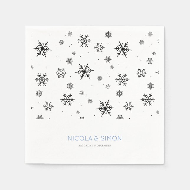 Soft Falling Snowflakes Winter Wedding Napkins (Front)