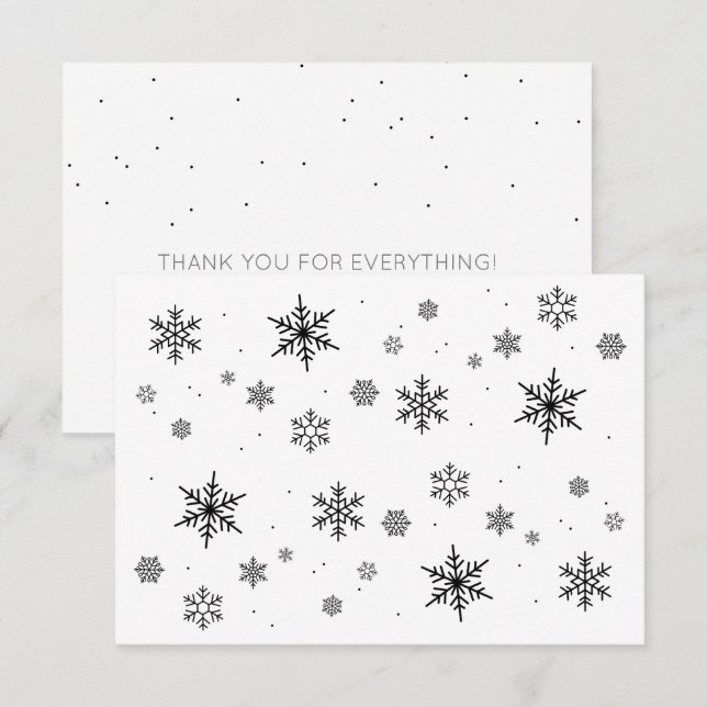 Soft Falling Snowflakes Winter Wedding Thank You Card (Front/Back)