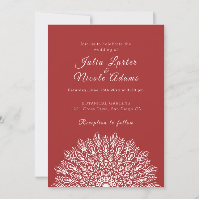 Soft Feather Dry Pampas Grass Mandala Wedding Invitation (Front)