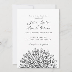Soft Feather Dry Pampas Grass Mandala Wedding Invitation