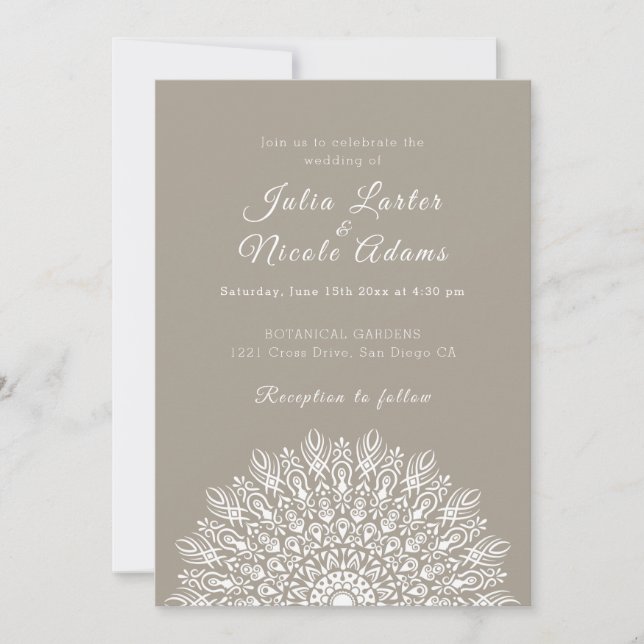 Soft Feather Dry Pampas Grass Mandala Wedding Invitation (Front)