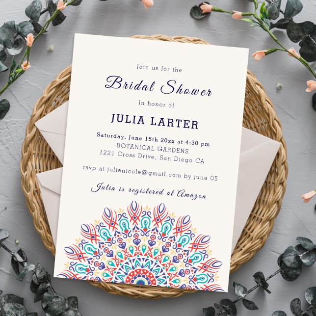 Soft Feather Pampas Grass Mandala Bridal Shower Invitation (Creator Uploaded)