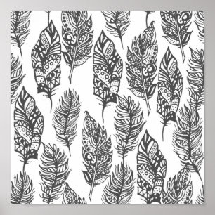 Soft Feathers Doodle 2 Poster