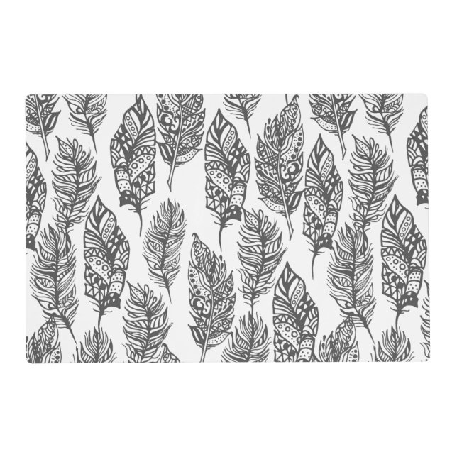 Soft Feathers Doodle Placemat (Front)