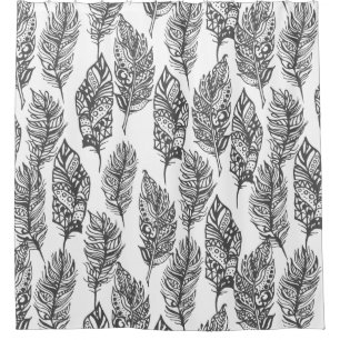 Soft Feathers Doodle Shower Curtain