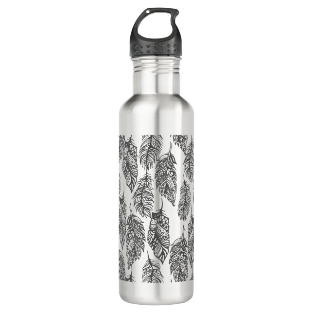 Soft Feathers Doodle Water Bottle (Front)