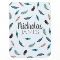 Soft Feathers Personalised Baby Name Blanket Soft Feathers Personalised Baby Name Blanket