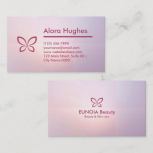Soft Feminine Elegant Pink Gradient Purple Beauty Business Card