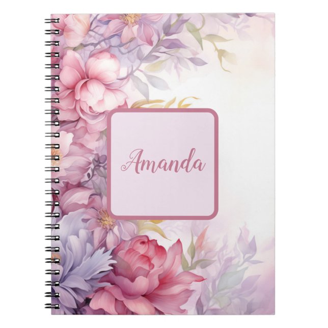 Soft feminine floral patterns tiny flowers notebook (Front)