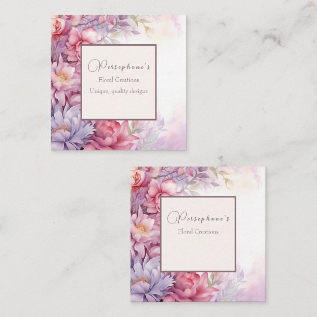 Soft feminine floral patterns tiny flowers square business card (Front/Back)