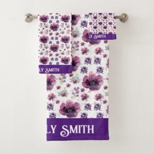 Soft Feminine Lavender Inspired Art Bath Towel Set