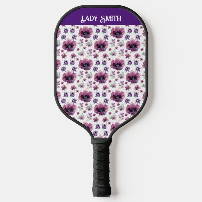 Soft Feminine Lavender Inspired Art Pickleball Paddle (Front)
