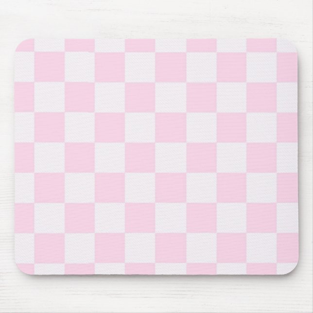 Soft Feminine Pink Checkered Girly Mouse Pad (Front)
