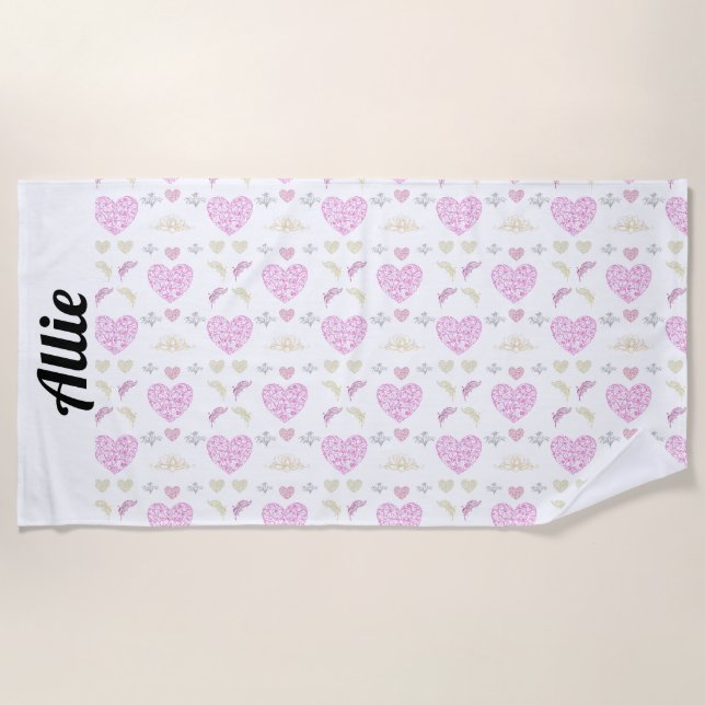 Soft Feminine Repeating Background Beach Towel (Front)