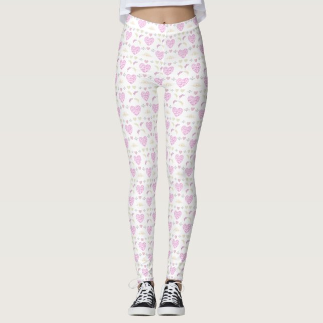 Soft Feminine Repeating Background Leggings (Front)