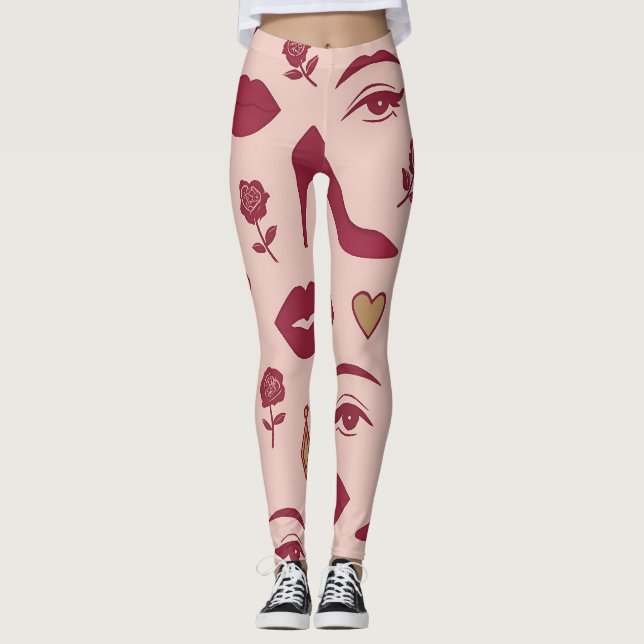 Soft Femme Power – Bold Chic Pattern for Stylish G Leggings (Front)