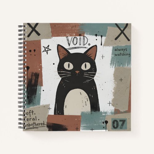 Soft Feral Unbothered Black Cat Gothic Art Notebook