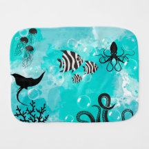 Soft Feroza Aqua Life Burp Cloth