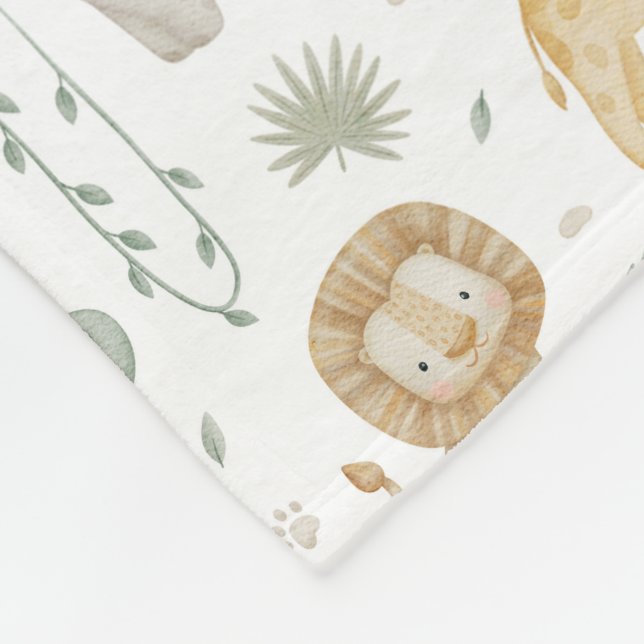 Soft Fleece Cute Safari Animals Baby Blanket  (Corner)