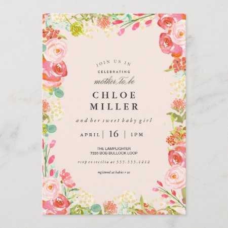 Soft Floral Baby Shower Invitation