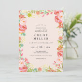 SOFT FLORAL baby shower invitation (Standing Front)