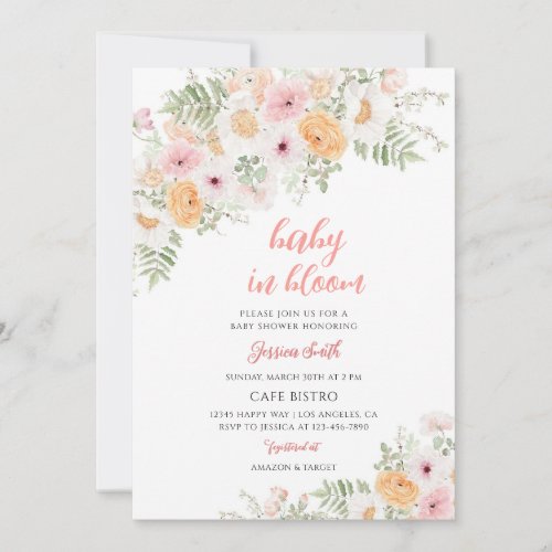 Soft Floral Baby Shower Invitation