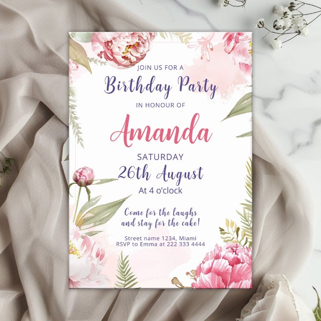 Soft Floral Bloom Birthday Celebration Invitation (Creator Uploaded)