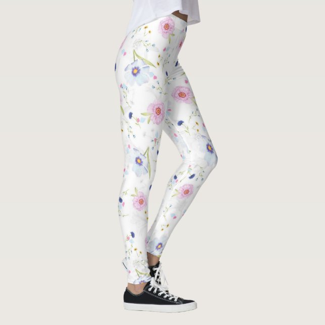 Soft Floral Blooms | Custom Fashion Leggings (Right)