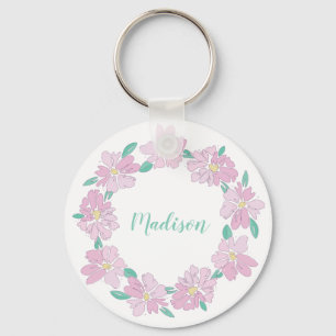 Soft floral circle ring keychain
