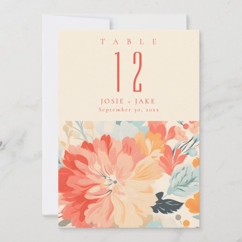 Soft floral display Table Number Seating Chart