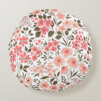 Soft Floral Dreams Round Pillow