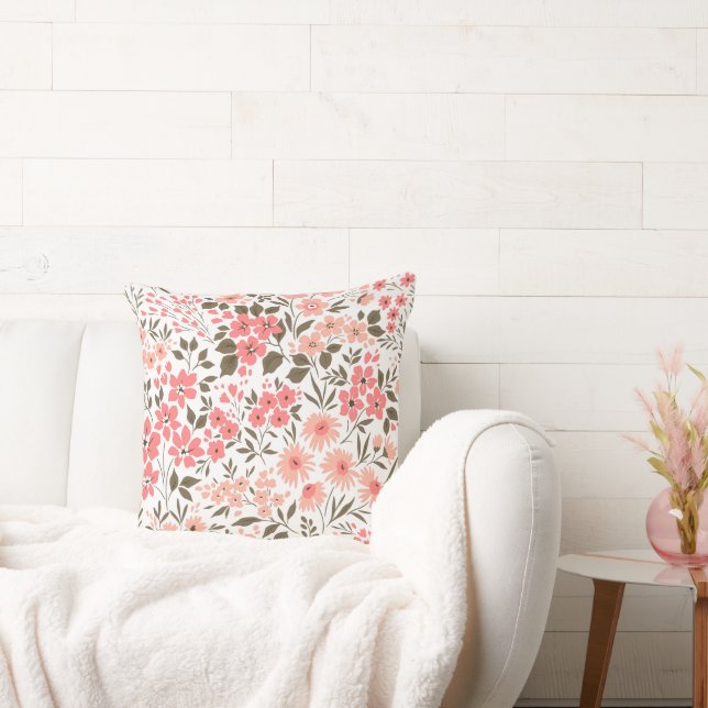 Soft Floral Dreams Throw Pillow (Couch)