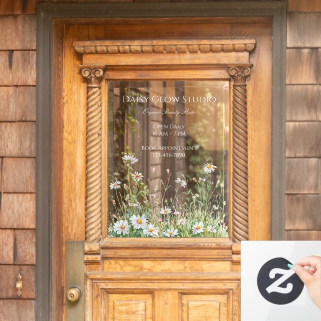 Soft Floral Elegant Organic Beauty Studio Window Cling (Home Door)