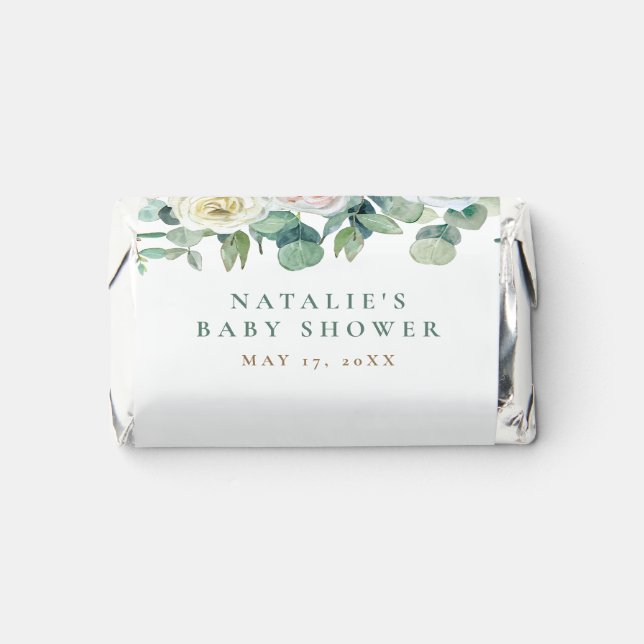 Soft Floral Eucalyptus Baby Shower Candies Hershey's Miniatures (Front)