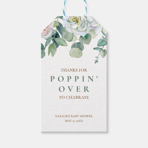 Soft Floral Eucalyptus Baby Shower Poppin Tag