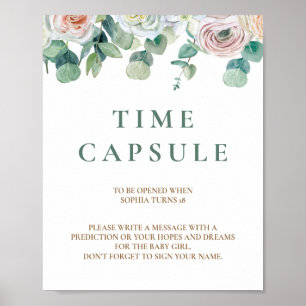 Soft Floral Eucalyptus Baby Shower Time Capsule Poster