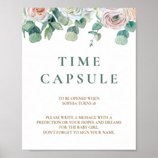 Soft Floral Eucalyptus Baby Shower Time Capsule Poster