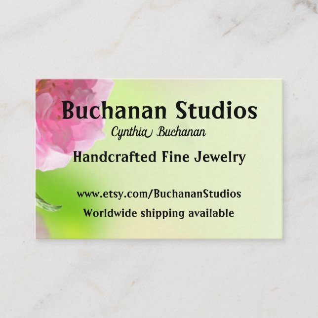 Soft Floral Euro Size Women's Studio Floral Pink Business Card (Front)