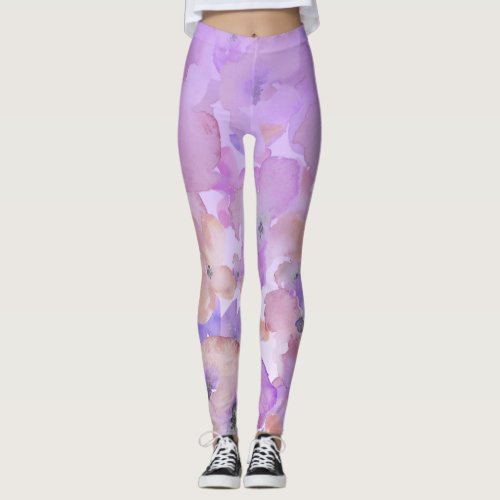  Soft Floral Feminine Watercolor Ombre Leggings