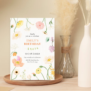 Soft floral garden birthday invitation