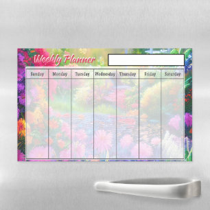 Soft floral garden weekly planner magnetic dry erase sheet