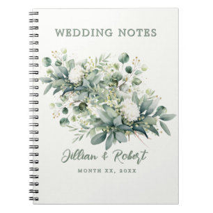 Soft Floral Greenery Gold Accent Wedding Journal