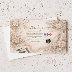 Soft Floral Hairstylist Business Thank You Card