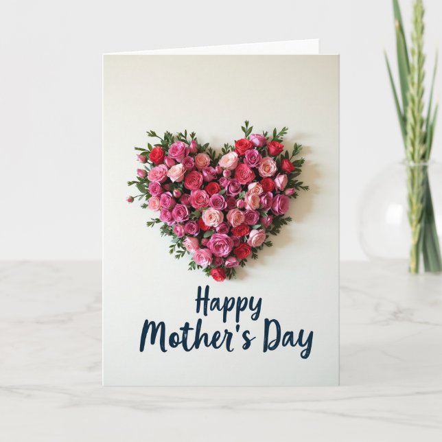Soft Floral Heart Mothers Day Card (Front)